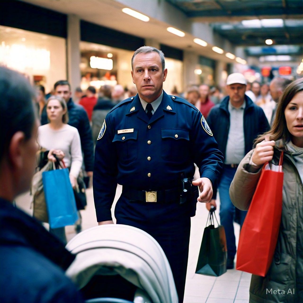 security guard managing crowed